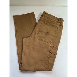 Brazos Men's Tan Canvas Cargo Pants Work Utility Size 36W 34L